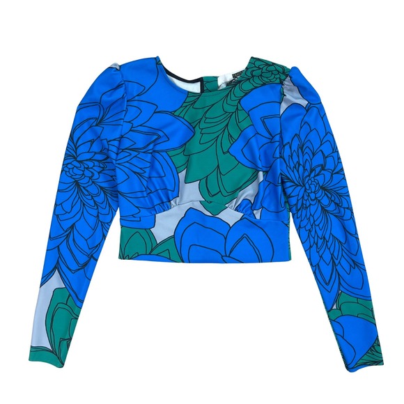 Tracy Reese Floral 2 Piece Set Womens XS Crop Top Mermaid Skirt Artsy Maximalist - Picture 3 of 16